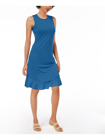 MAISON JULES Womens Ruffled Trim Sleeveless Crew Neck Above The Knee Party A-Line Dress