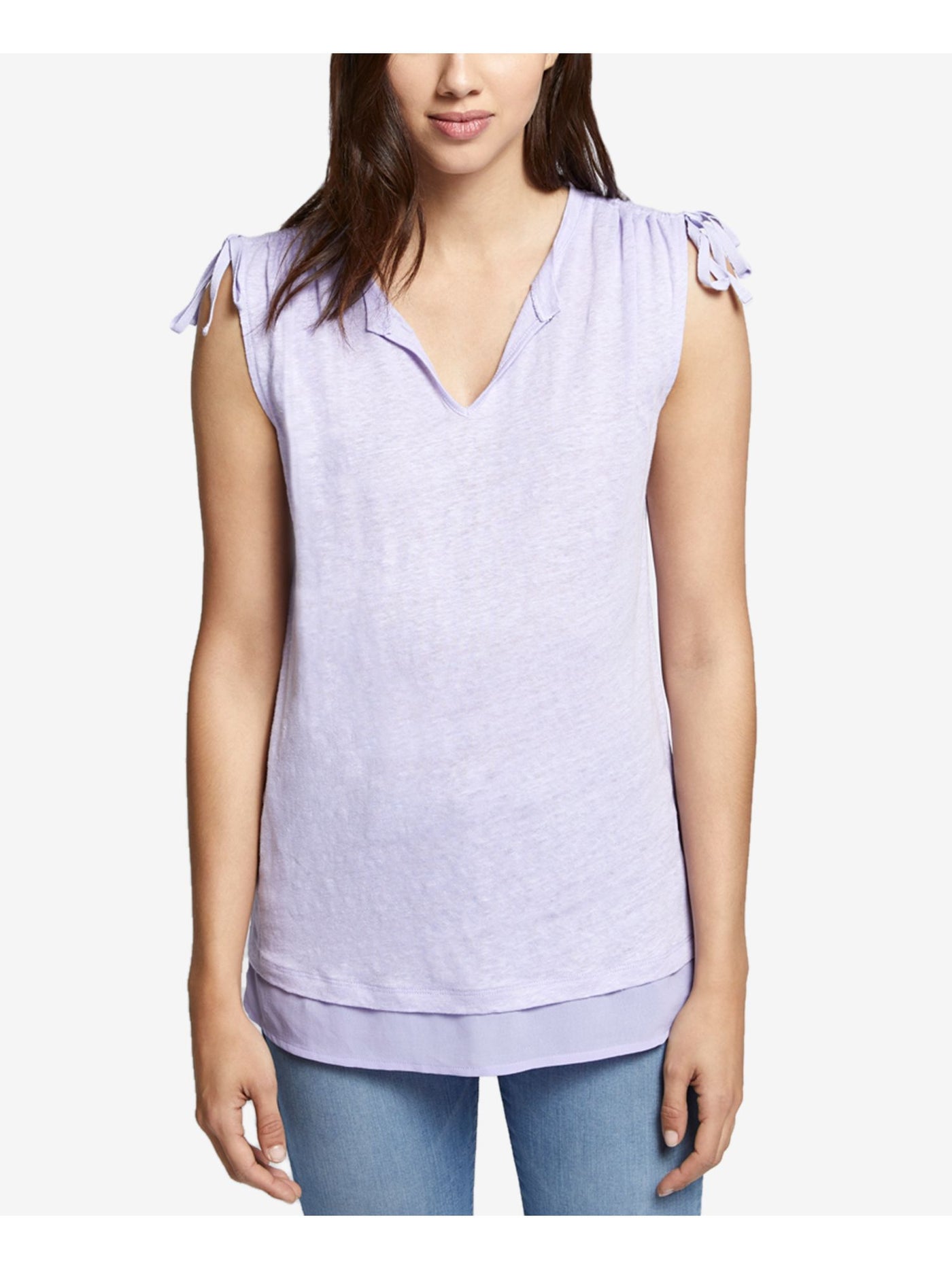 SANCTUARY Womens Purple Tie Sleeveless V Neck T-Shirt M