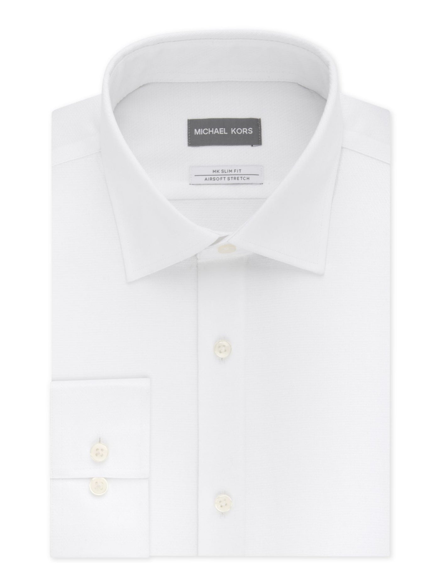 MICHAEL KORS Mens White Point Collar Slim Fit Performance Stretch Dress Shirt 15- 34/35