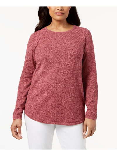 KAREN SCOTT Womens Burgundy Heather Long Sleeve Jewel Neck T-Shirt Petites PM