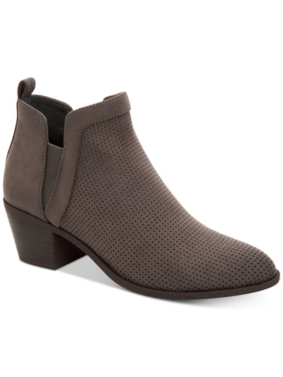 STYLE & COMPANY Womens Gray Perforated Stretch Gore Myrrah Almond Toe Block Heel Booties 10 M