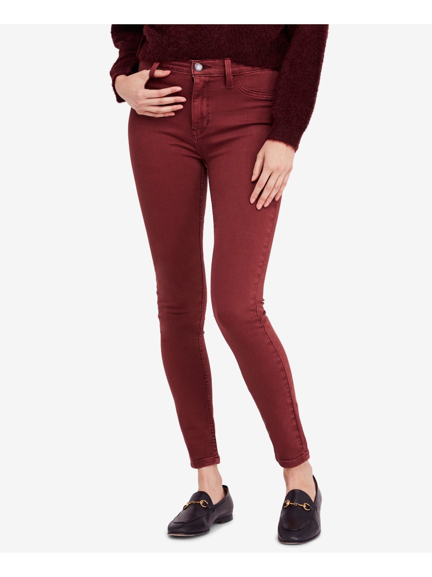 FREE PEOPLE Womens Maroon Skinny Pants 24 Waist