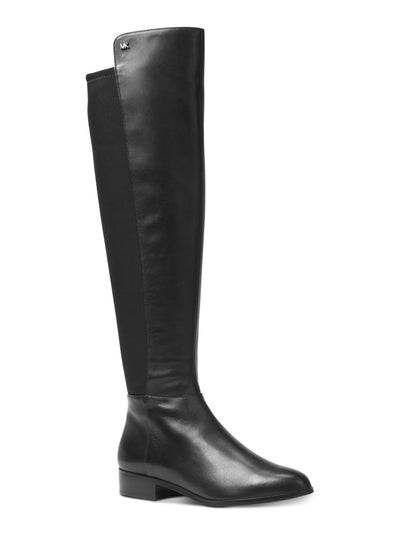MICHAEL MICHAEL KORS Womens Black Asymmetrical Cushioned Stretch Bromley Round Toe Block Heel Lace-Up Riding Boot 5