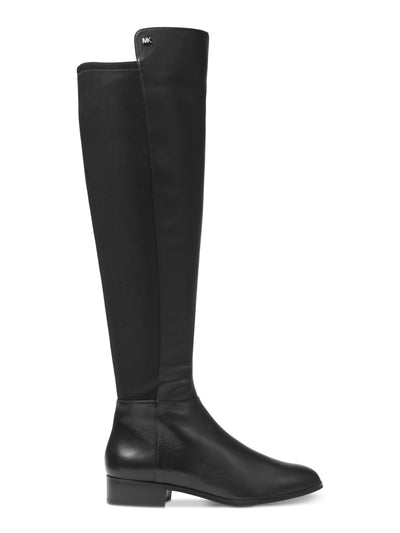 MICHAEL MICHAEL KORS Womens Black Asymmetrical Cushioned Stretch Bromley Round Toe Block Heel Lace-Up Riding Boot 5