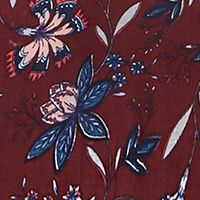 WILLIAM RAST Womens Burgundy Printed Long Sleeve Jewel Neck Mini Baby Doll Dress