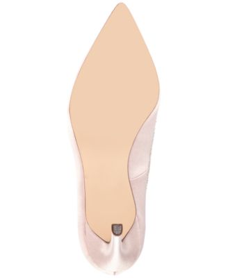 NINA Womens Beige Beaded Padded Deedra Pointy Toe Stiletto Slip On Leather Dress Pumps Shoes M