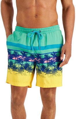 CLUBROOM Mens Green Drawstring, Striped Regular Fit Shorts S