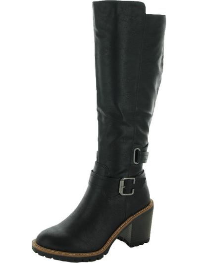 SUN STONE Womens Black Buckle Accent Goring Viviaan Round Toe Block Heel Zip-Up Dress Boots 6.5 M