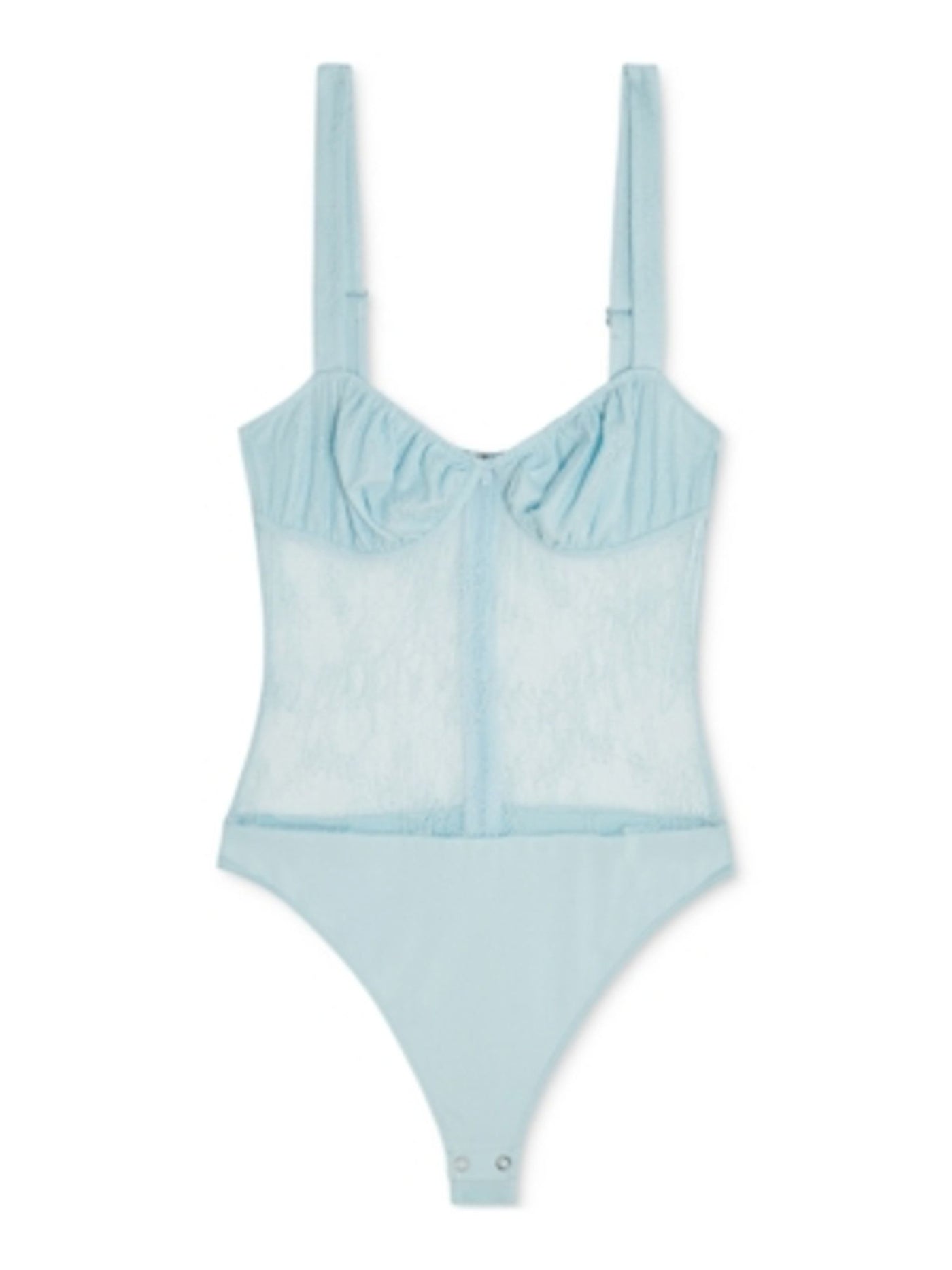 DANIELLE BERNSTEIN Womens Light Blue Sheer Lace Intimates Bodysuit 8