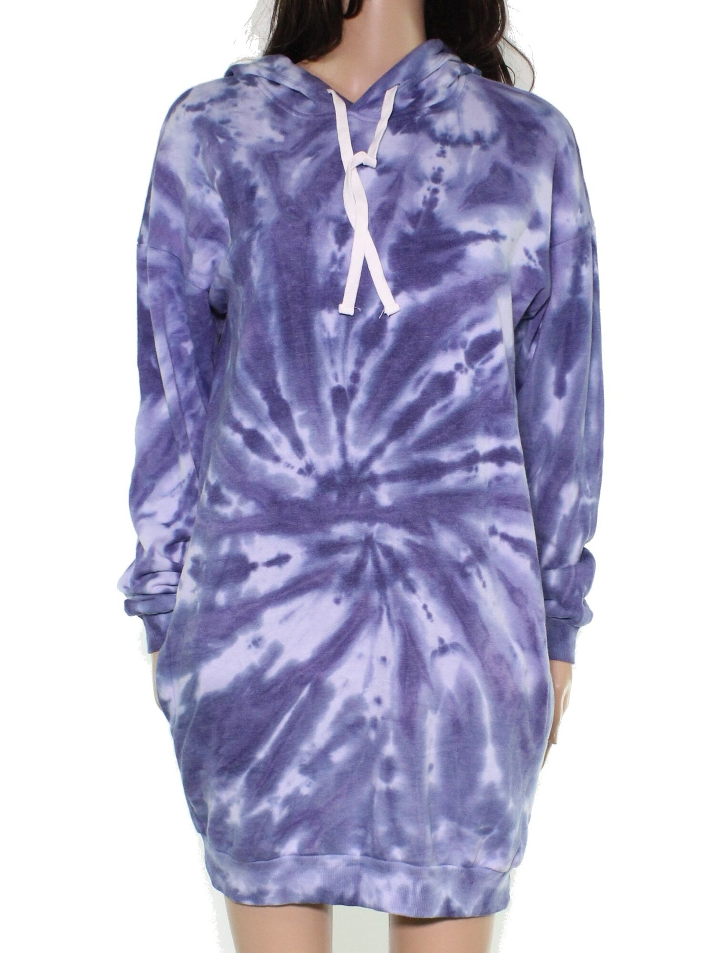 ULTRA FLIRT Womens Navy Hoodie Tie Dye Long Sleeve Short Sheath Dress Juniors S