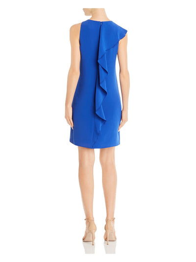 ADRIANNA PAPELL Womens Blue Sleeveless V Neck Above The Knee Cocktail Sheath Dress 0