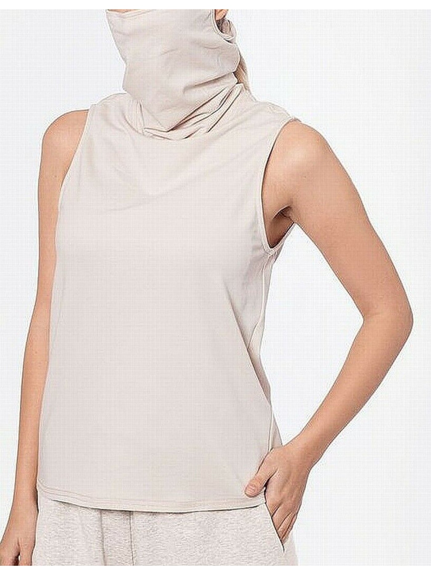 BAM BY BETSY & ADAM Womens Beige Cotton Blend Built-in Mask Sleeveless Wear To Work Tank Top S