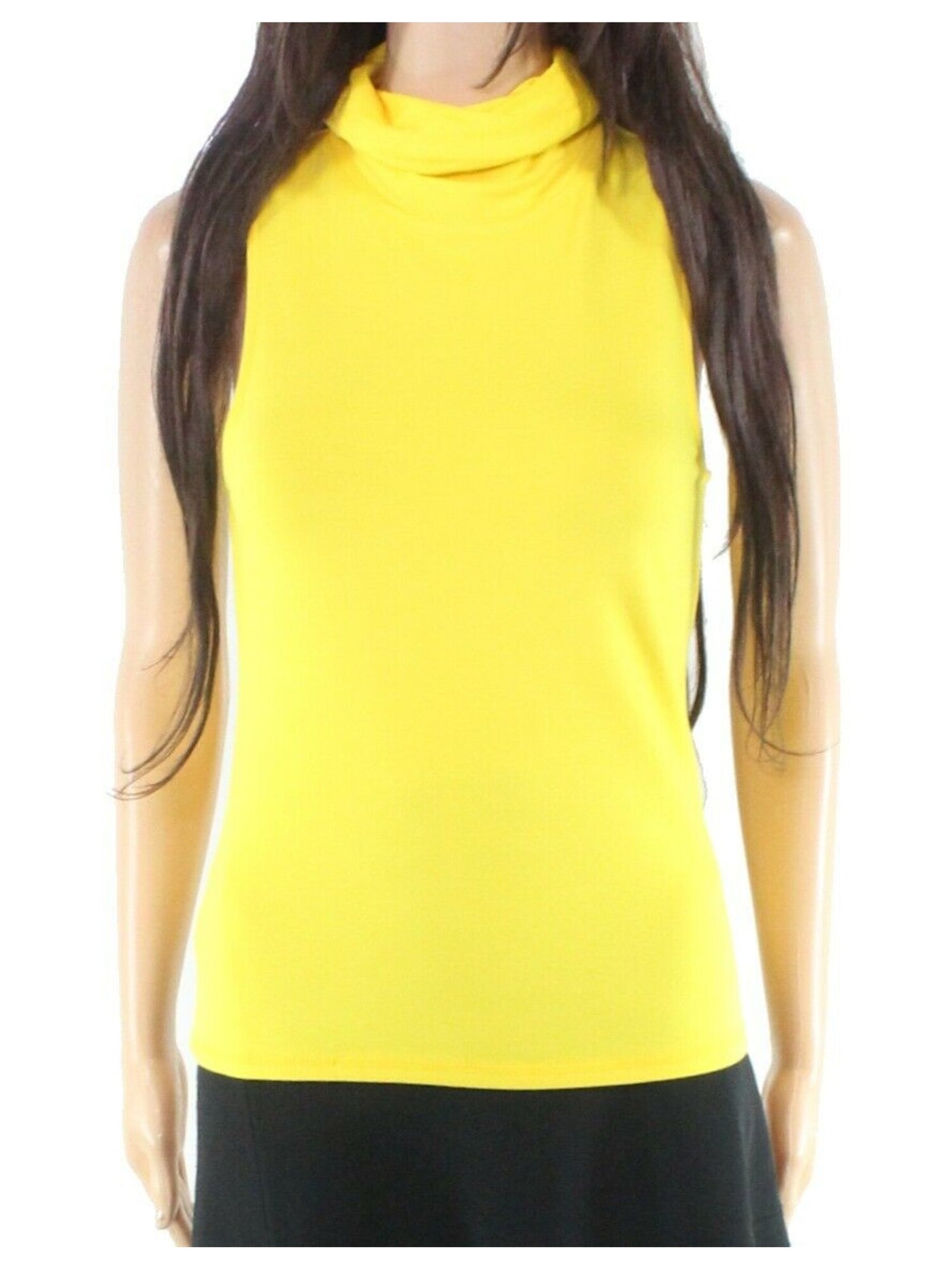 BAM BY BETSY & ADAM Womens Yellow Cotton Blend Built-in Mask Sleeveless Wear To Work Tank Top S