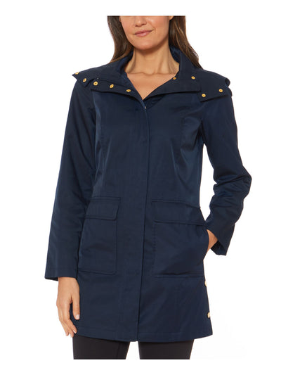 JONES NY Womens Navy Water - Resistant Hooded Winter Jacket Coat S