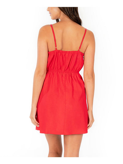 SPEECHLESS Womens Red Bow Detail Spaghetti Strap Sweetheart Neckline Mini Dress Juniors XS