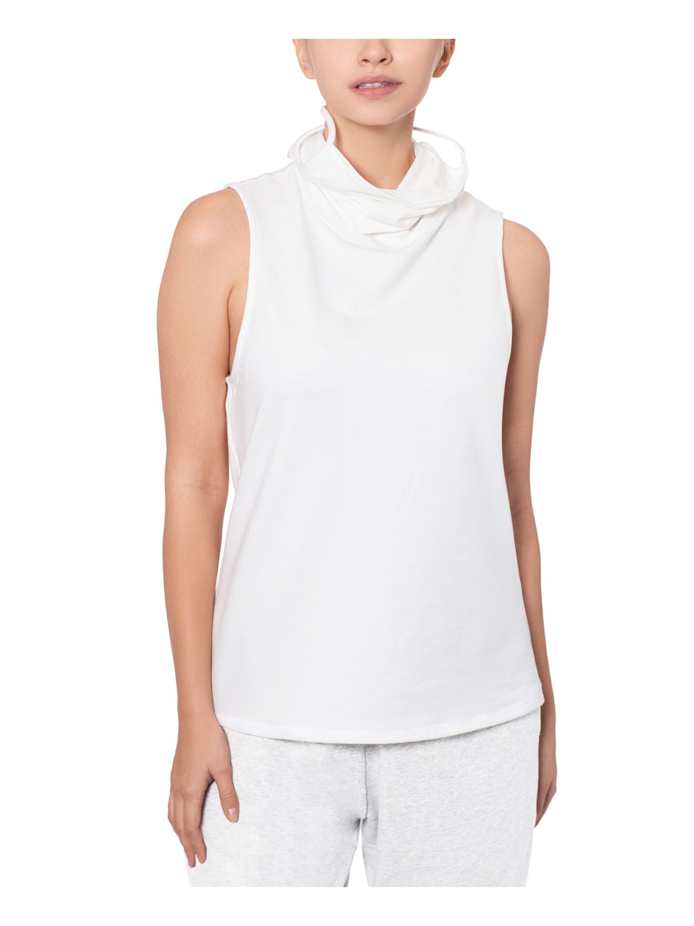 BAM BY BETSY & ADAM Womens White Cotton Blend Built-in Mask Sleeveless Scoop Neck Tank Top XS